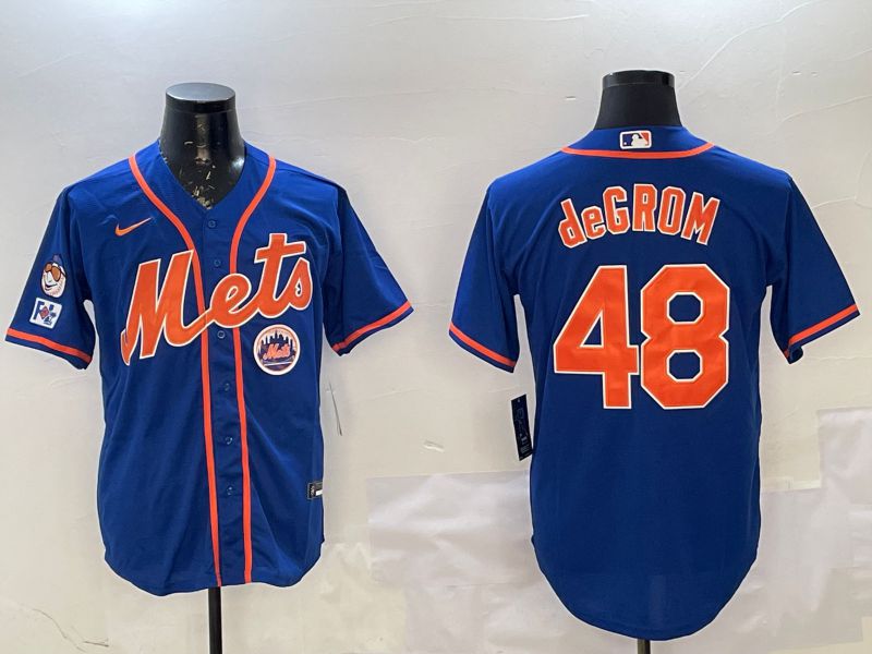 Men New York Mets #48 Degrom Blue Game 2025 Nike MLB Jersey style 4